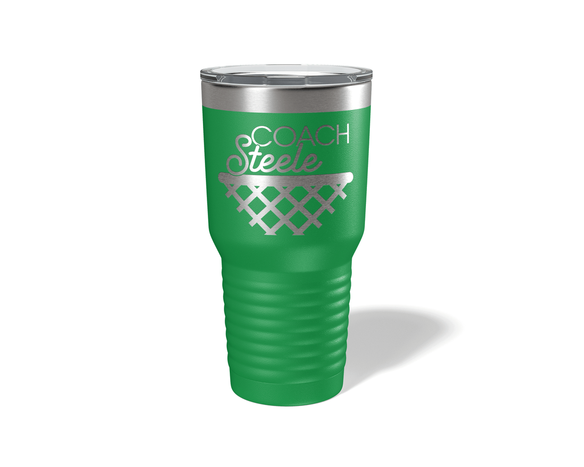 Personalized Basketball Coach Net Tumbler 30oz Green
