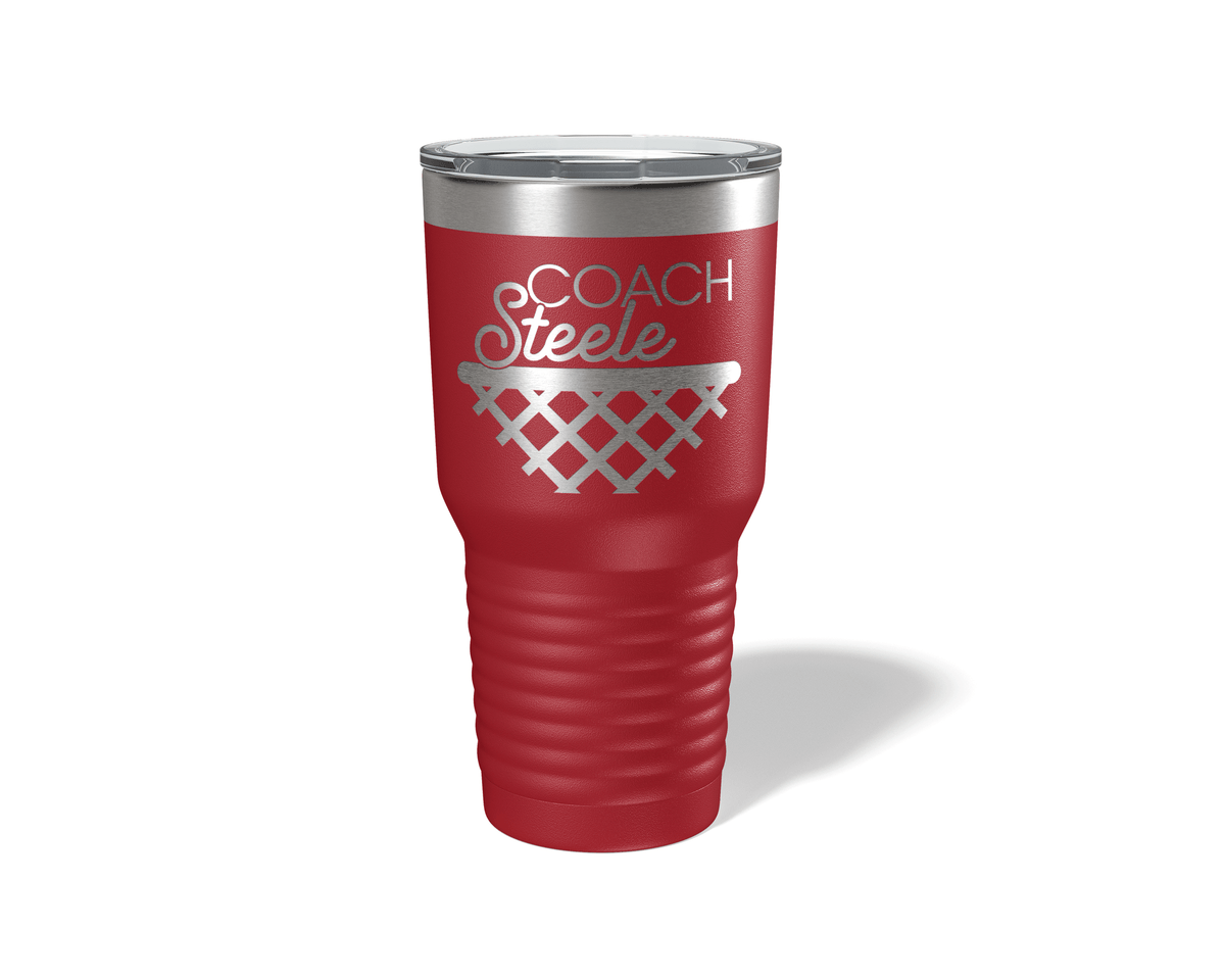 Personalized Basketball Coach Net Tumbler 30oz Maroon