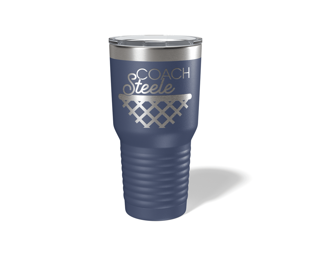 Personalized Basketball Coach Net Tumbler 30oz Navy Blue