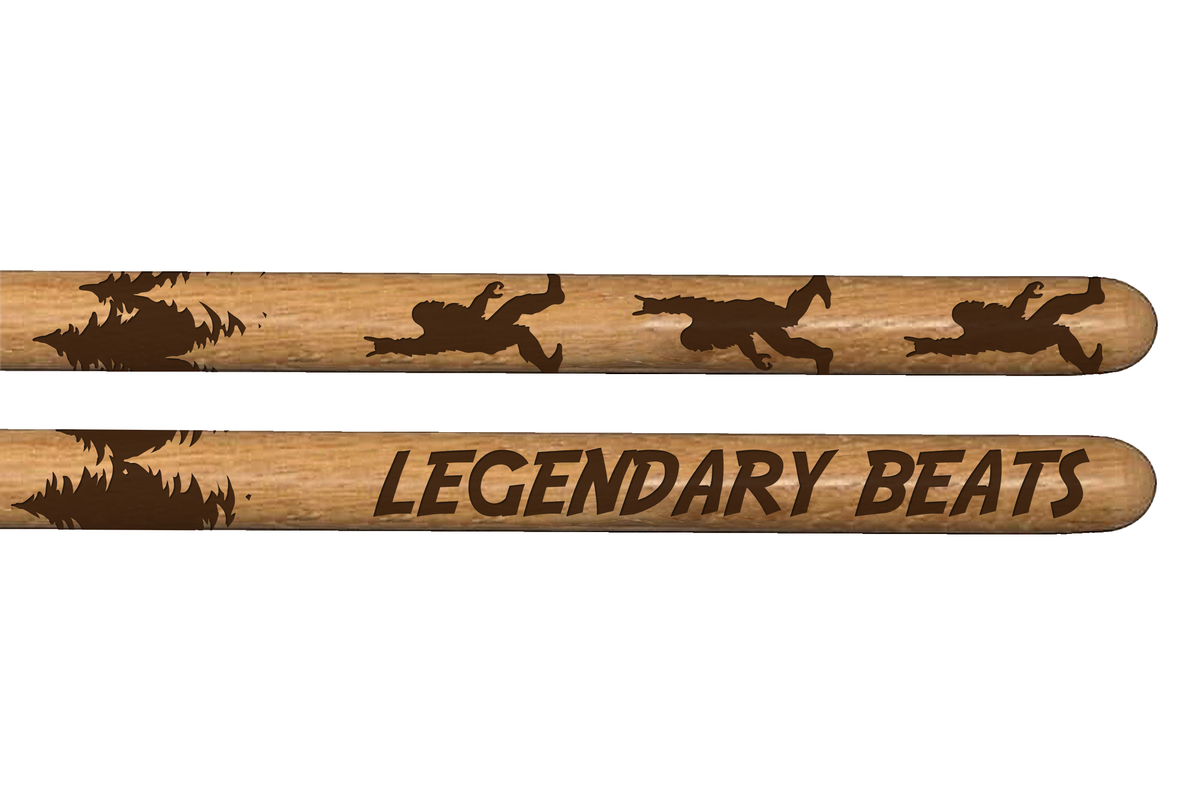 Personalized Bigfoot Rocker Drumsticks, Laser Engraved 5A Hickory
