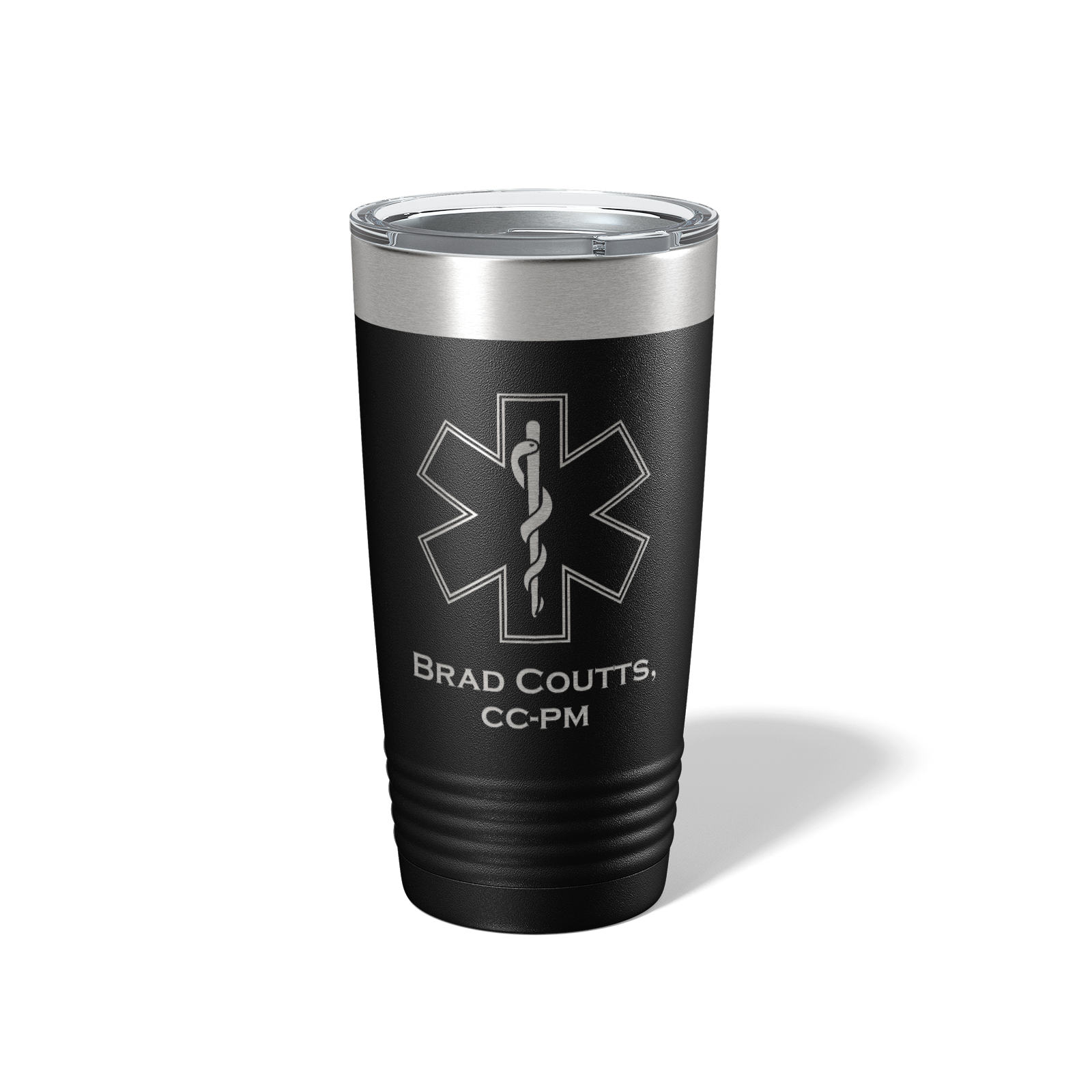 Personalized EMT Tumbler with Name & Rank | Laser Engraved Star of Life 20oz