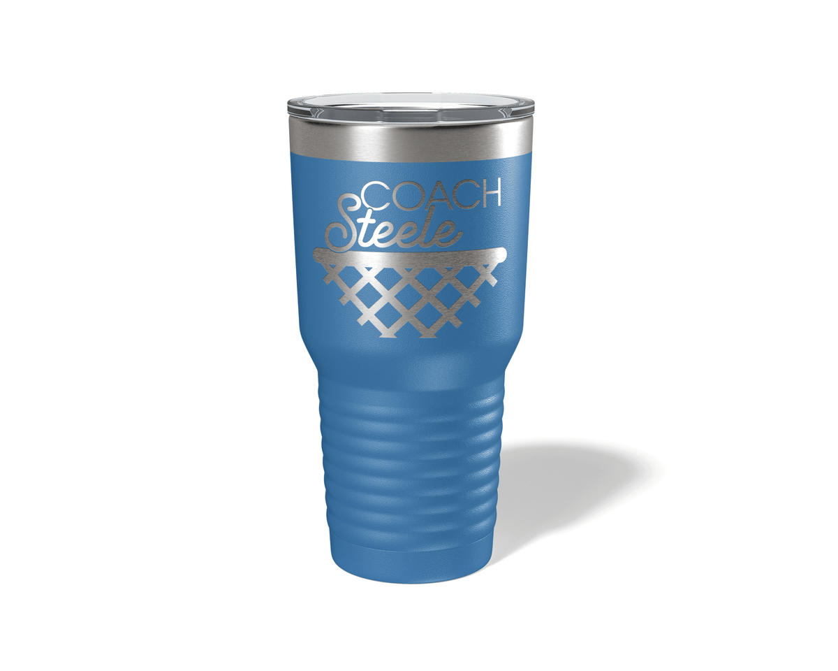 Personalized Basketball Coach Net Tumbler 30oz Royal Blue