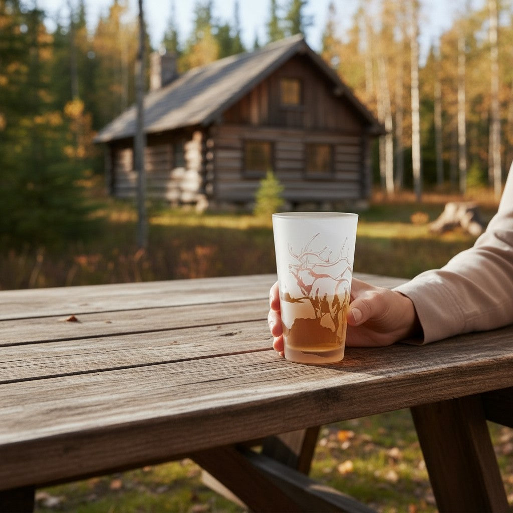 Engraved and Frosted Elk Pint Glass