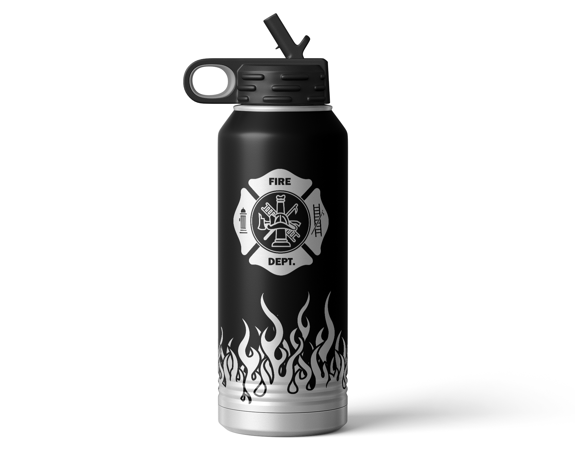 Flames Wrapped Firefighter Water Bottle