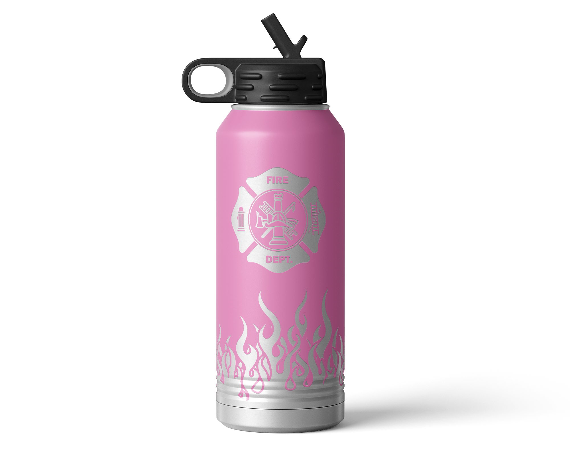 Flames Wrapped Firefighter Water Bottle