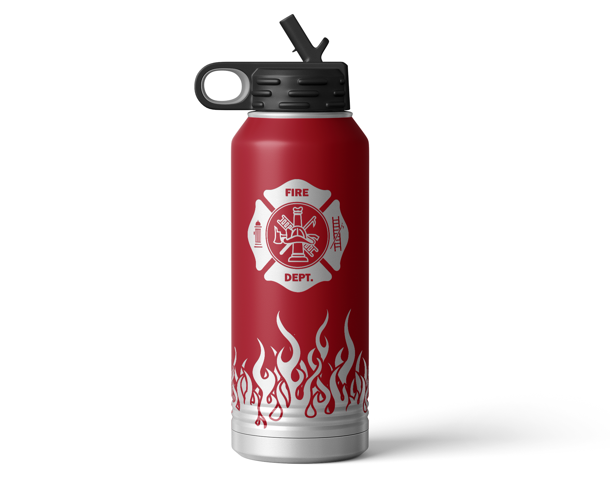 Flames Wrapped Firefighter Water Bottle