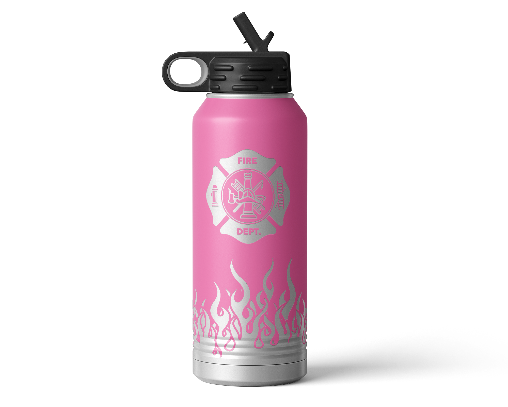 Flames Wrapped Firefighter Water Bottle