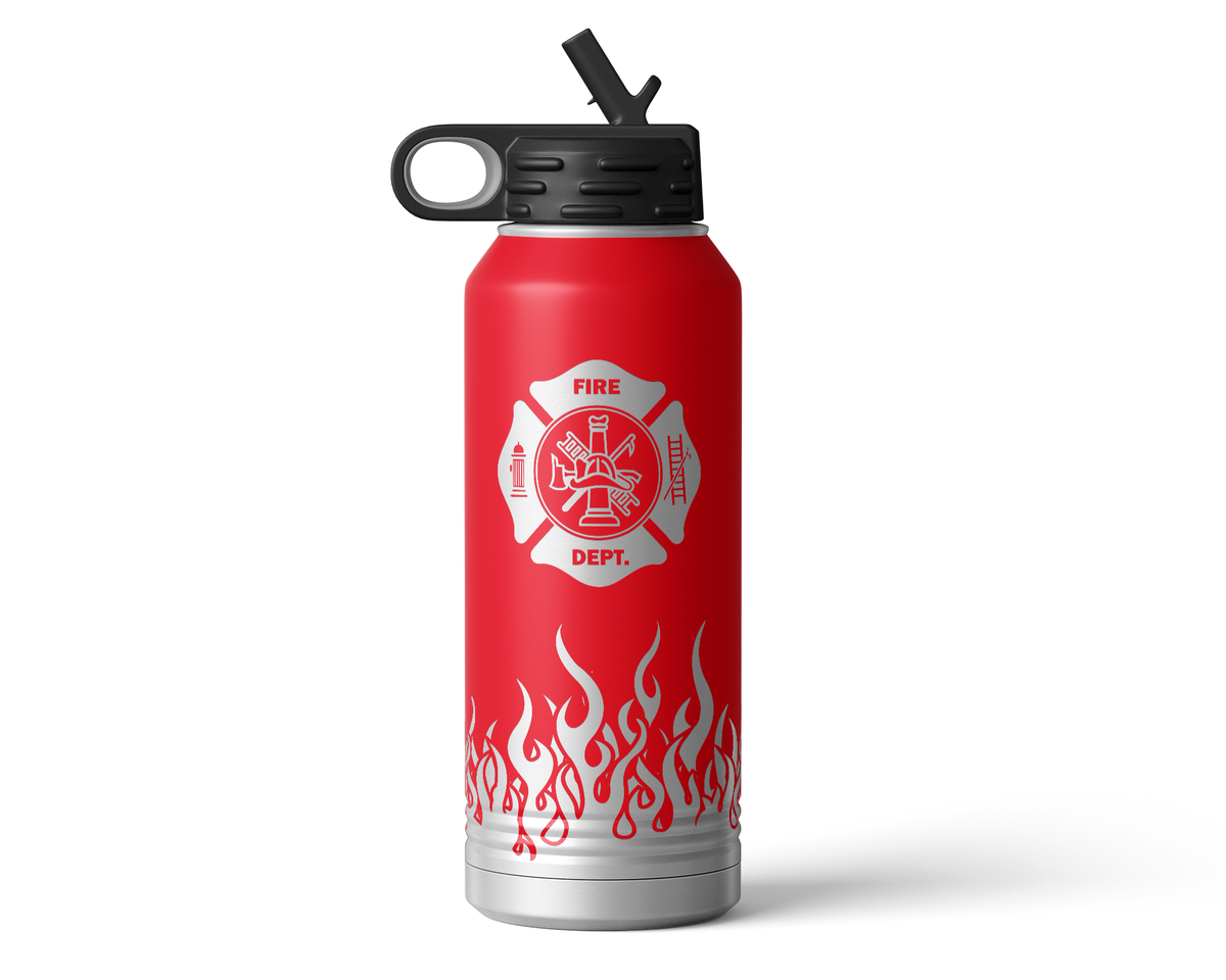 Ffe Fire Bottle Flames Wrapped Firefighter Water Bottle – alterdindustries