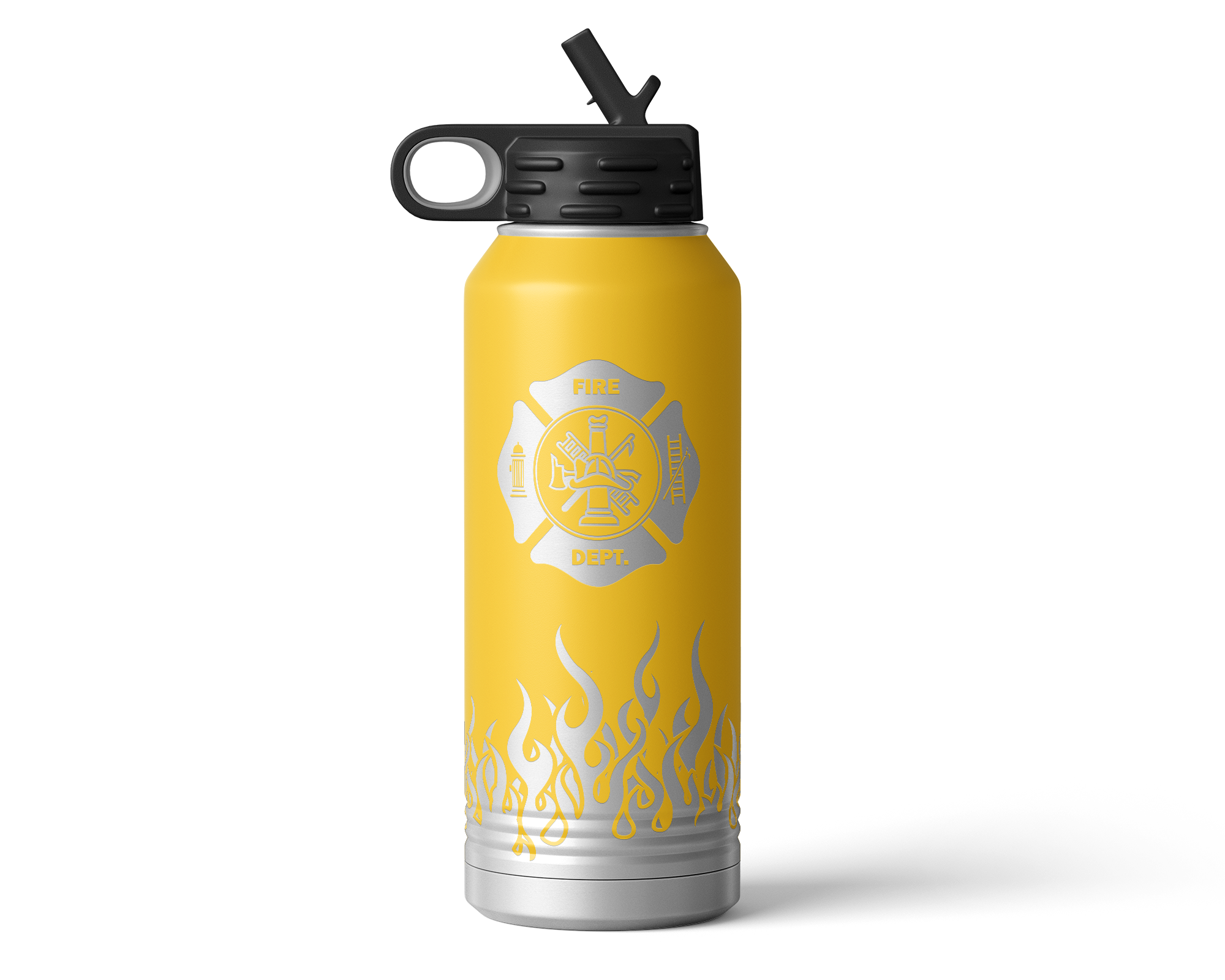 Flames Wrapped Firefighter Water Bottle