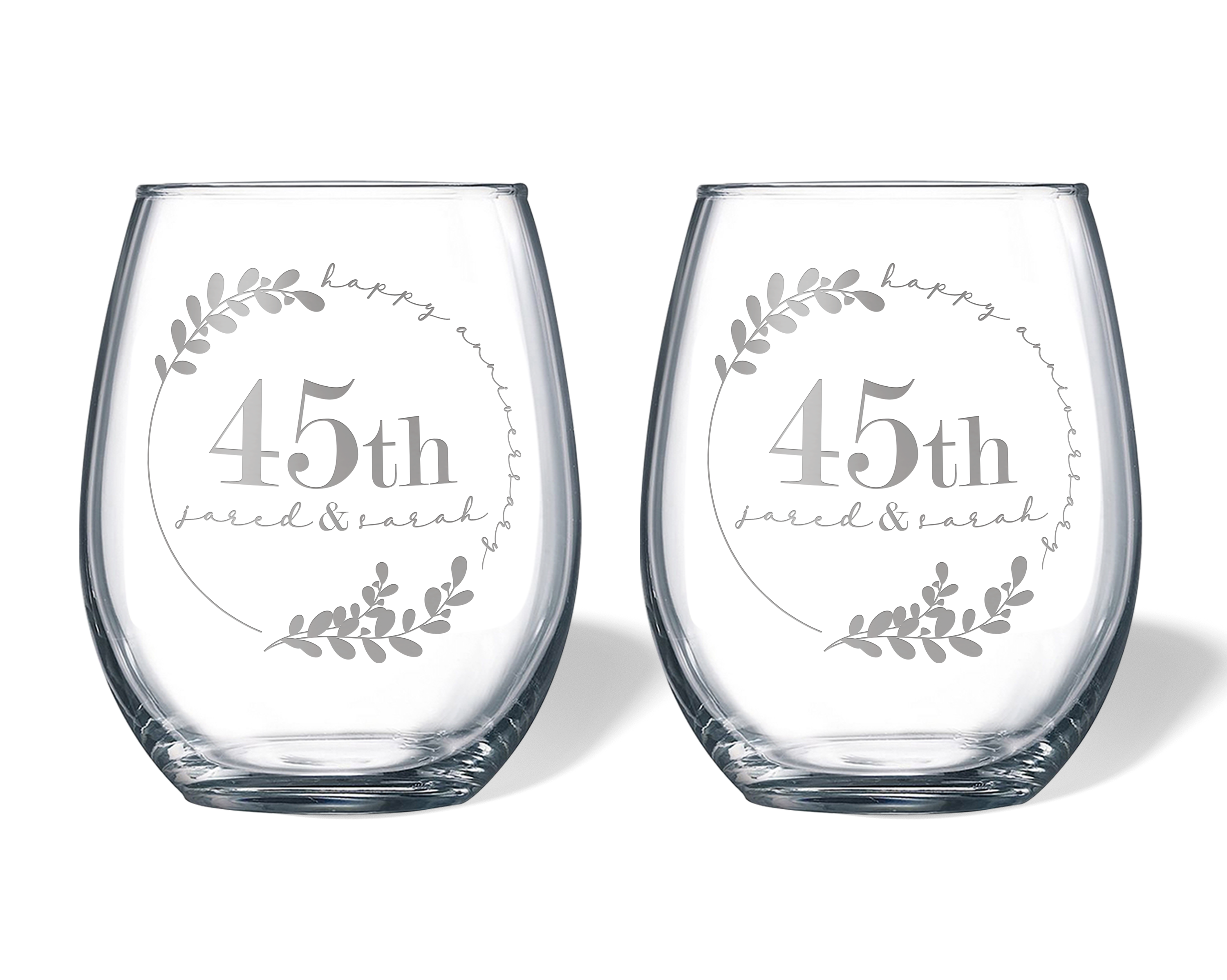 Anniversary Wreath Stemless Wine Glass Set – alterdindustries