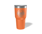 Personalized Volleyball Coach Tumbler 30oz in Orange, laser engraved stars design