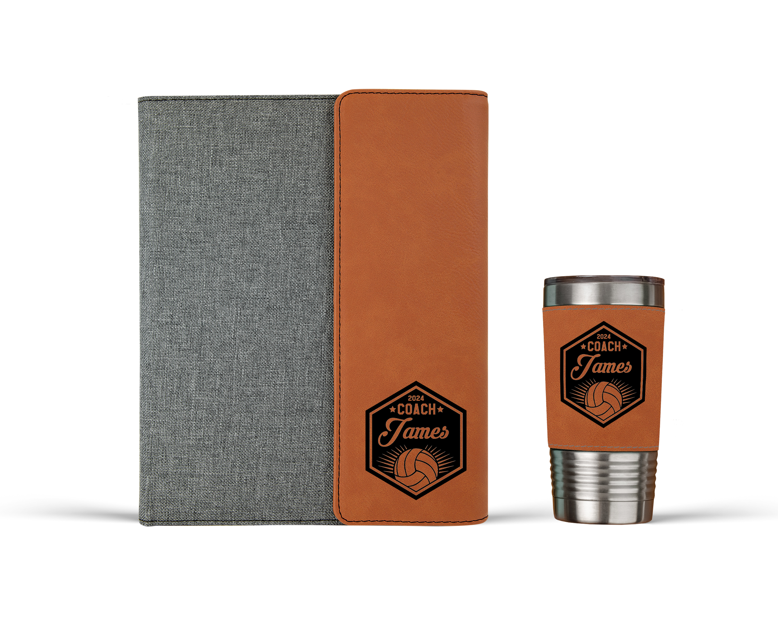 Volleyball Coach Hexagon Portfolio Tumbler Combo
