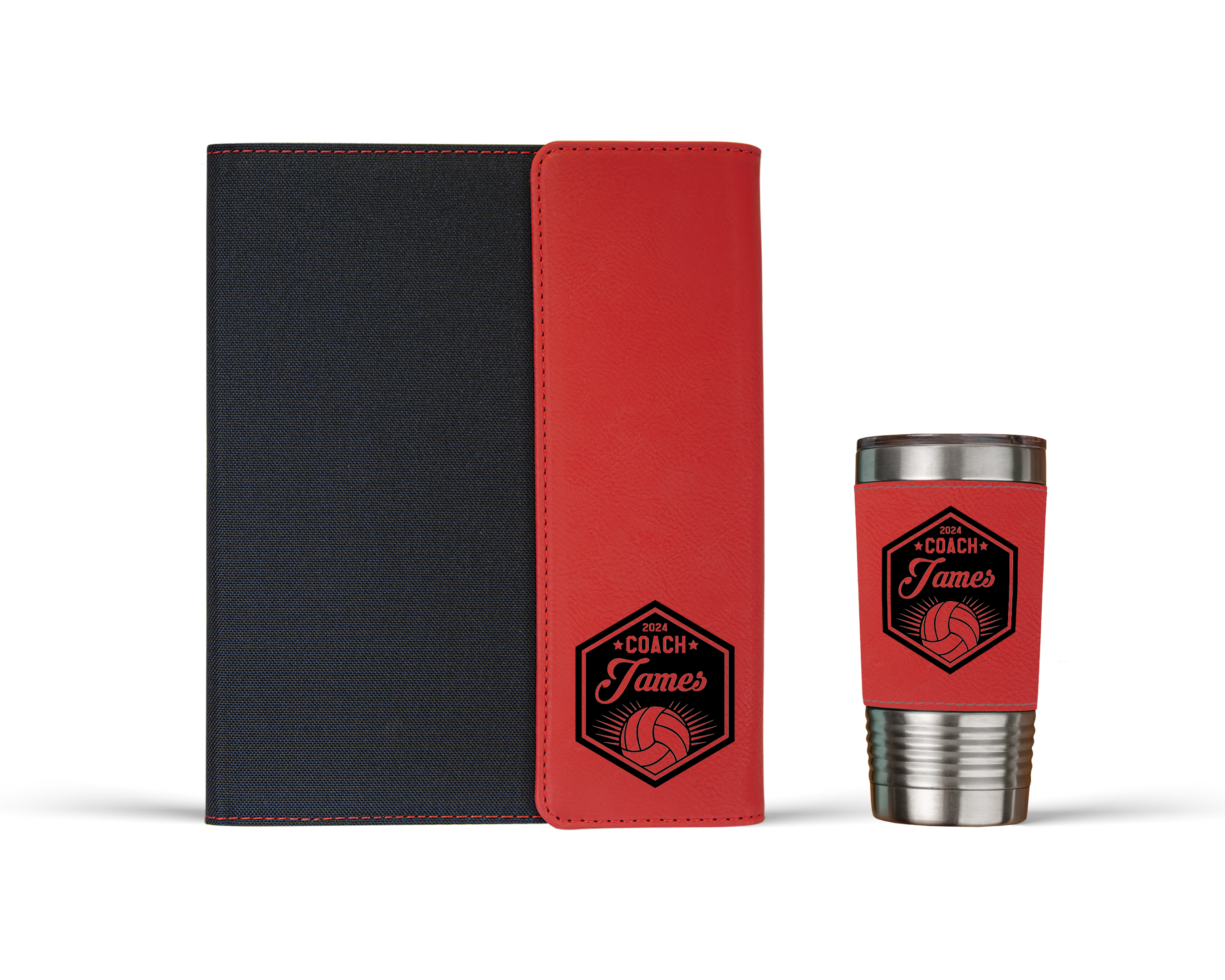 Volleyball Coach Hexagon Portfolio Tumbler Combo