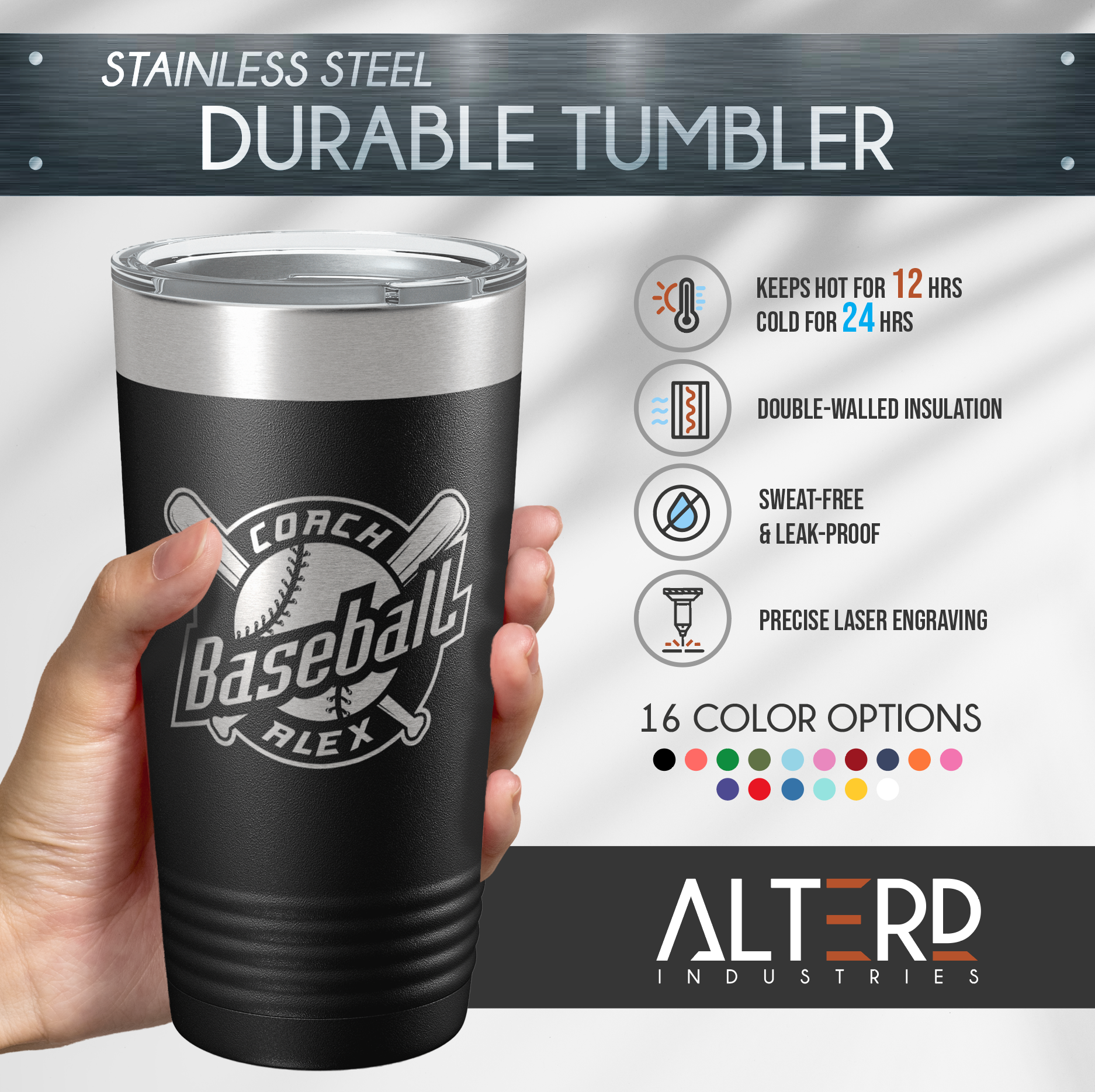 20oz Cheer Coach Hexagon Tumbler